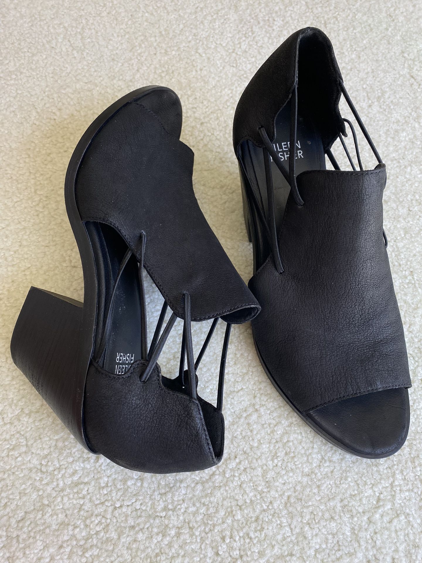 Eileen Fisher Leather block heel shoes Womens 9