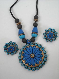 Handmade clay necklace and earrings custom made on order