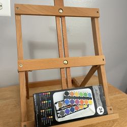Table Top Easel With Watercolors 