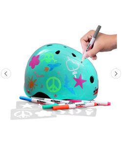 Wipeout Dry Erase Kids' 8+ Helmet - Teal: Medium, Padded, Vented, Adjustable Strap