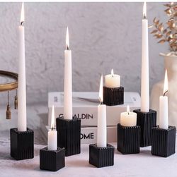 LETINE 12-Piece Black Glass Candlestick Holders