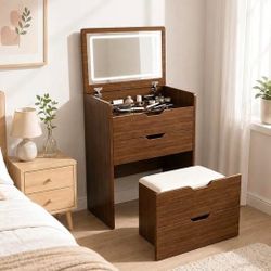 Selling two 24" Makeup Vanity Desk/Nightstand with Flip Top Mirror and Light