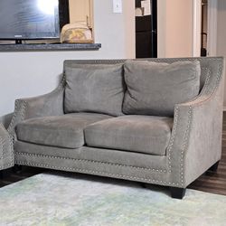 Grey Couches, With Metal Studs
