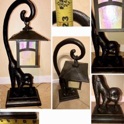 Bronze & Brass Large Monkey Statue With Battery Powered Lantern 2Ft Tall & 9inW -In 77064 Area 
