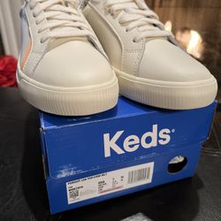 Keds Pursuit Leather Off-White Sneakers Size 7