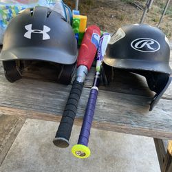 Baseball Helmet And Bat