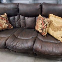 Beautiful Elegant Upscale Italian Leather All Electric Powered Double Recliner Sofa