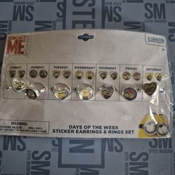 Despicable Me Minions, Stickers Earrings &Rings set