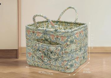 New Quilted Fabric Storage Baskets with Handles, Boho Floral Gift Basket Foldabl