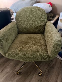 Green suede vanity chair