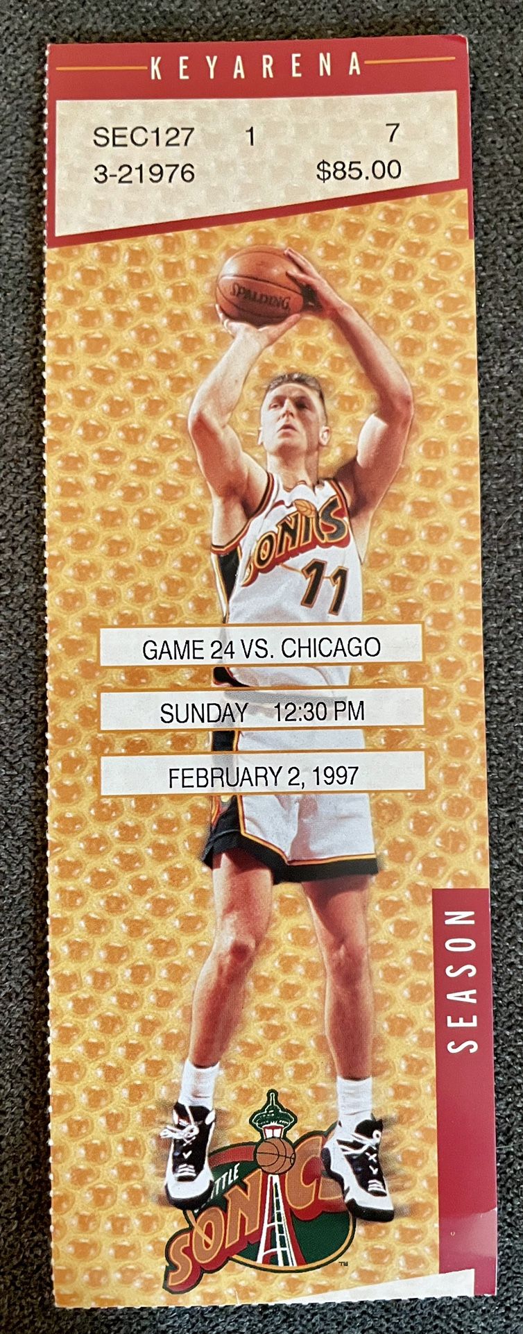 1996-97 NBA Basketball Ticket Stub Supersonics VS Chicago Bulls Jordan 45 Points