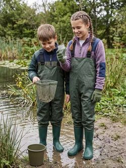 Magreel Chest Waders Youth 33 Adjustable Nylon Fishing Waterproof Kids Green
