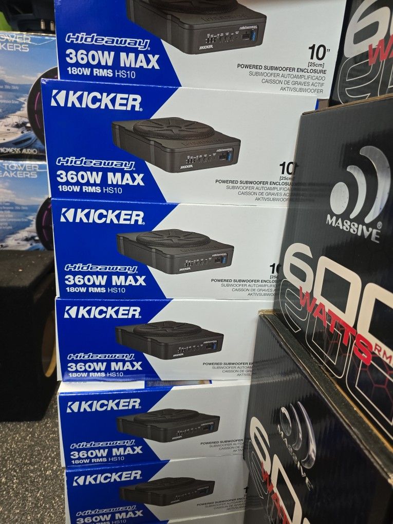 Kicker Hideaway Subwoofer And Amplifier