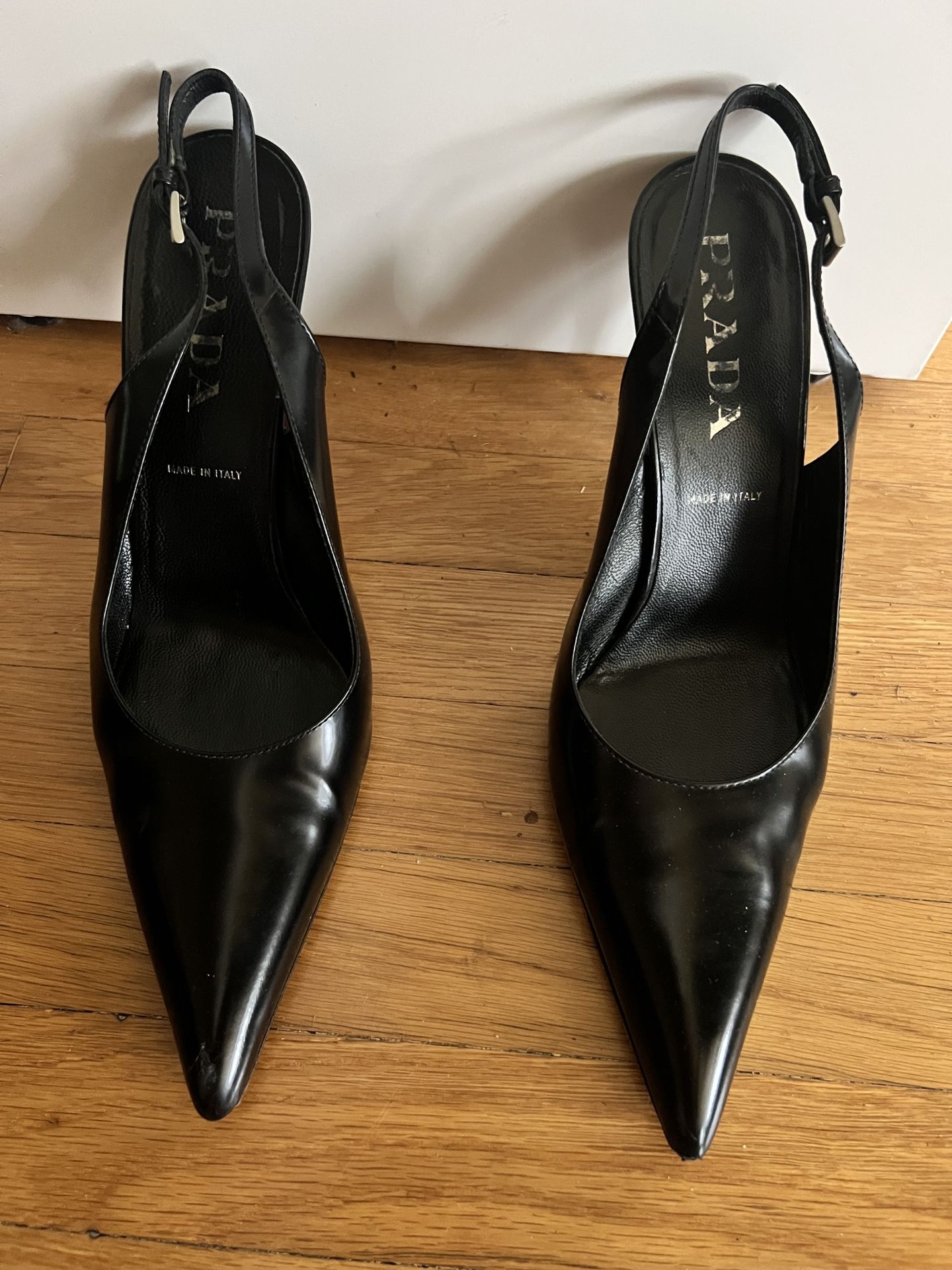 Prada Black Vintage 4” Stilletto Slingbacks Size 39 (8.5)