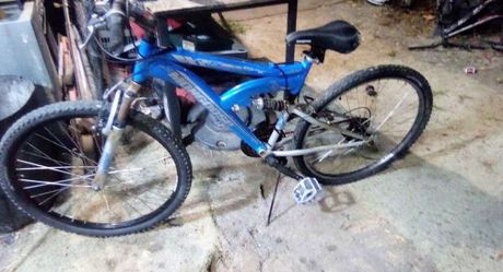 Blue Full-Suspension Mountain Bike