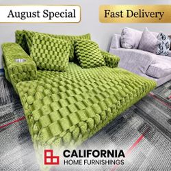 Modern Faux Fur 2-Arm Chaise Lounge