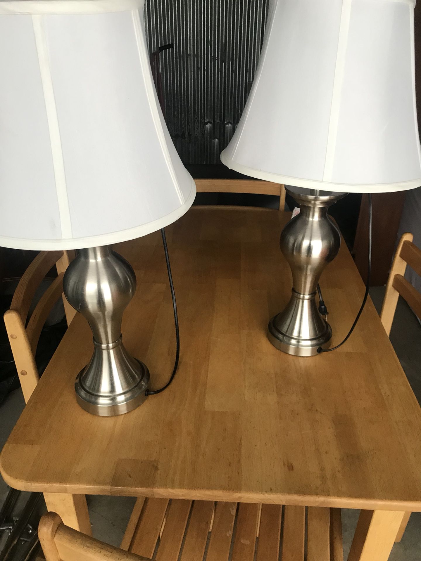 Matching silver lamps