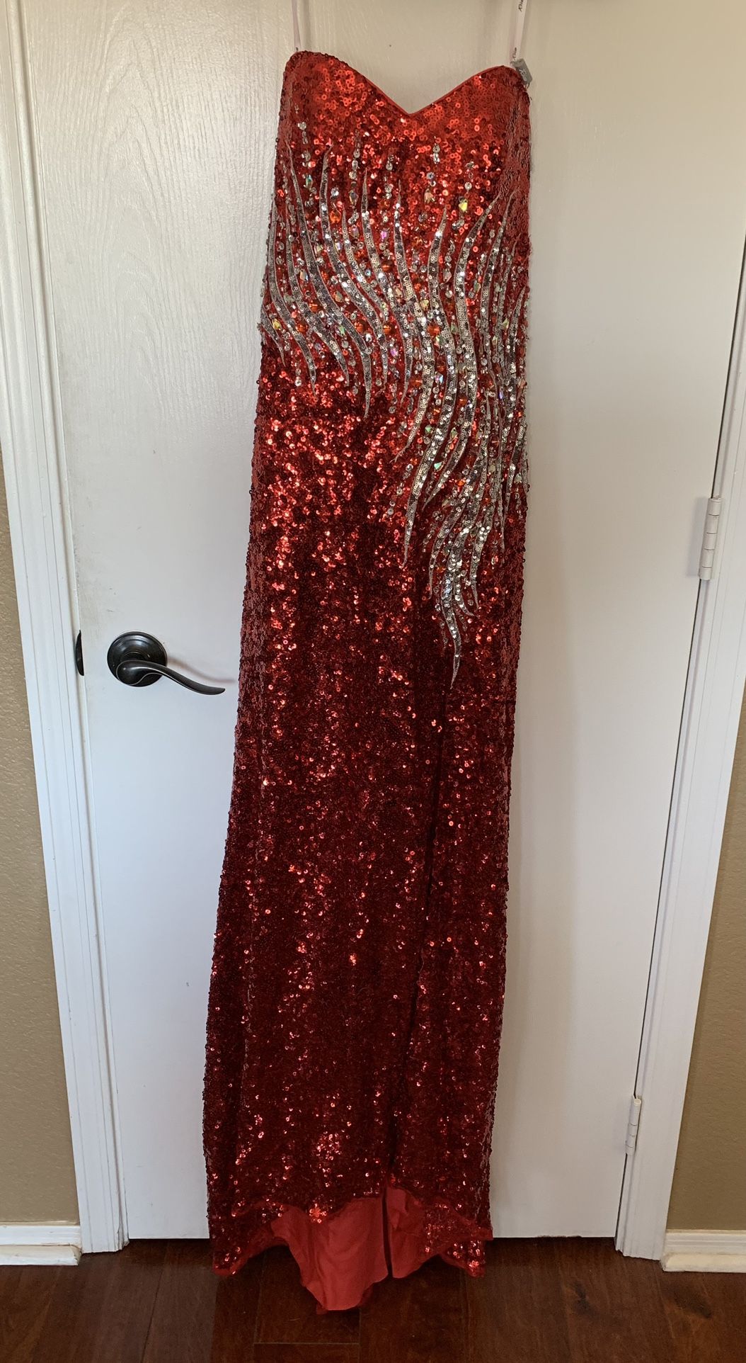 Rica Designs Red Strapless Sequin Dress Evening Gown
