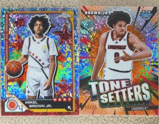 2025-26 Mikel Brown Jr Bowman U Best Tone Setters Orange Refractor /25
+ 2025 Mikel Brown Jr Topps Chrome McDonald's Mcflurry Refractor