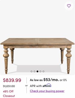 Bauer Extendable Pine Dining Table ( TABLE ONLY NO CHAIRS )