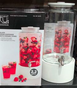Studio Drinkware Glass Drink Dispenser With Ceramic Stand $14.99