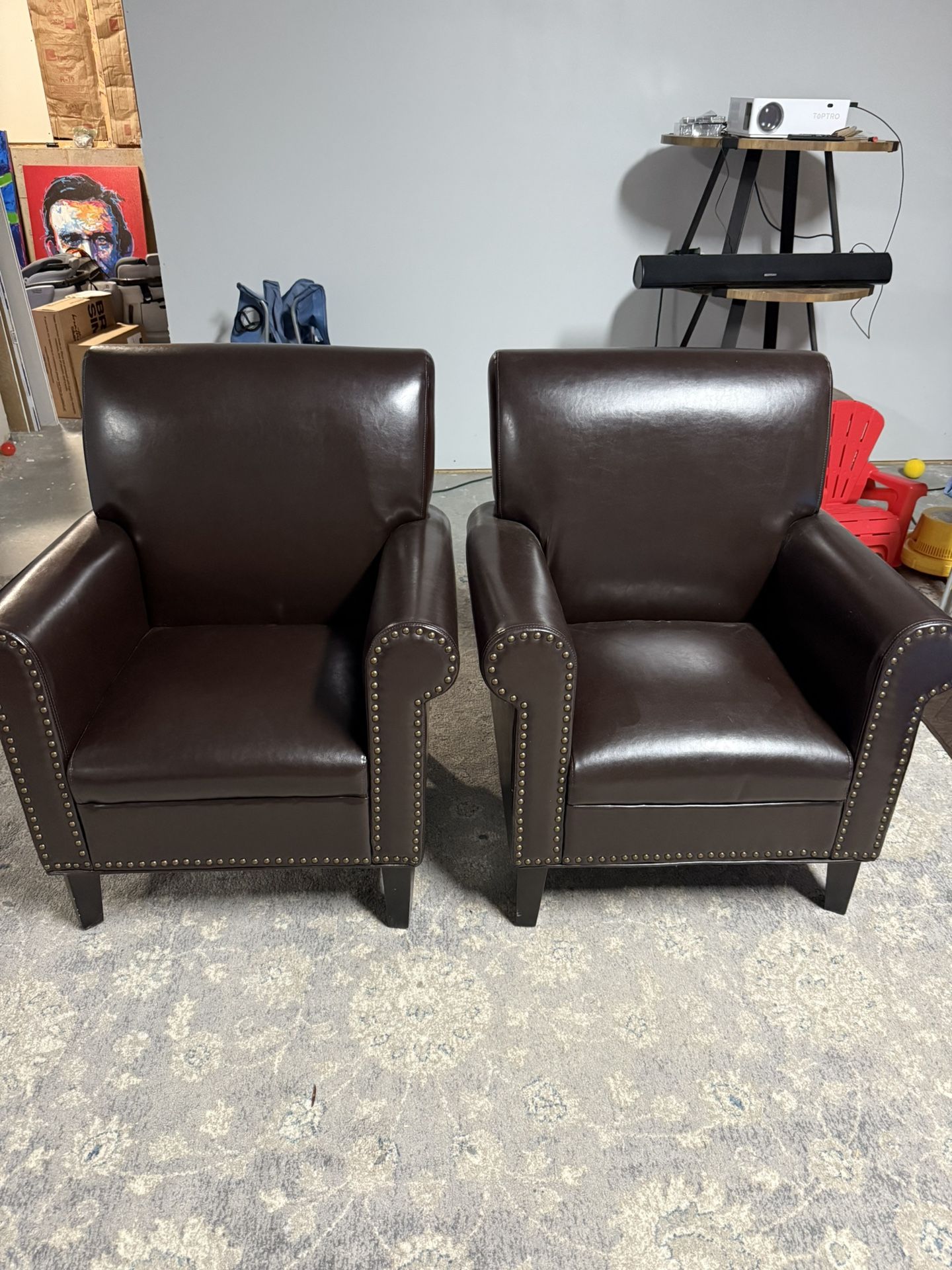 Set of Faux Leather Club Chairs