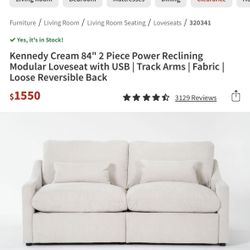 Kennedy Cream Love Seat 2 Reclining 