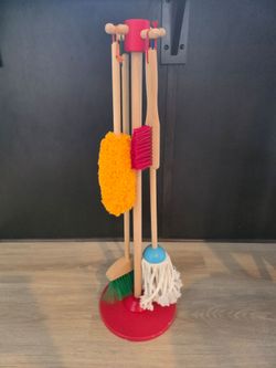 Melissa & Doug Dust! Sweep! Mop! 6pc Wooden Pretend Play Preschool Cleaning Set