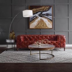 —Orsin Leather Sofa In Merlot By ACME—