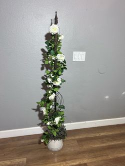 Tall Faux Rose Topiary / Decorative Floral Trellis