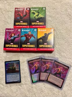 (Magic the Gathering) Marvel Super Heroes 5-Deck Complete Set, Kirk & Loki Promos (Comic Con)