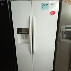SALE Beautiful Whirlpool Side By Side Refrigerator White . Warranty . Delivery Available . 2203 Fowler St. 33901