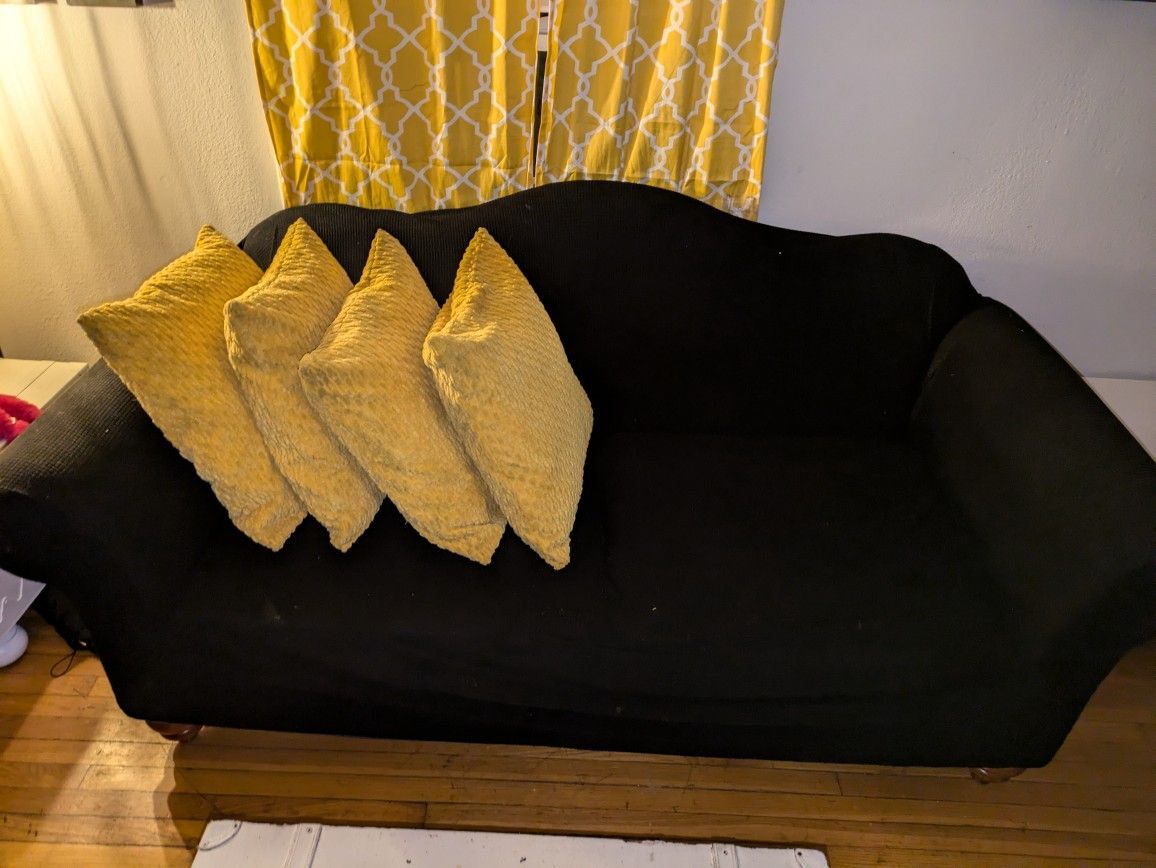 Large And Small Couch/Covers Black $25 Please Come Get!