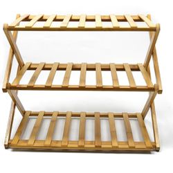 MGWYE Bamboo Plant Flowers Display Storage shoes Rack Stand Indoor Display Shelf Balcony Flower Stands Bookshelf Shoe Rack (Size : 3 Layers