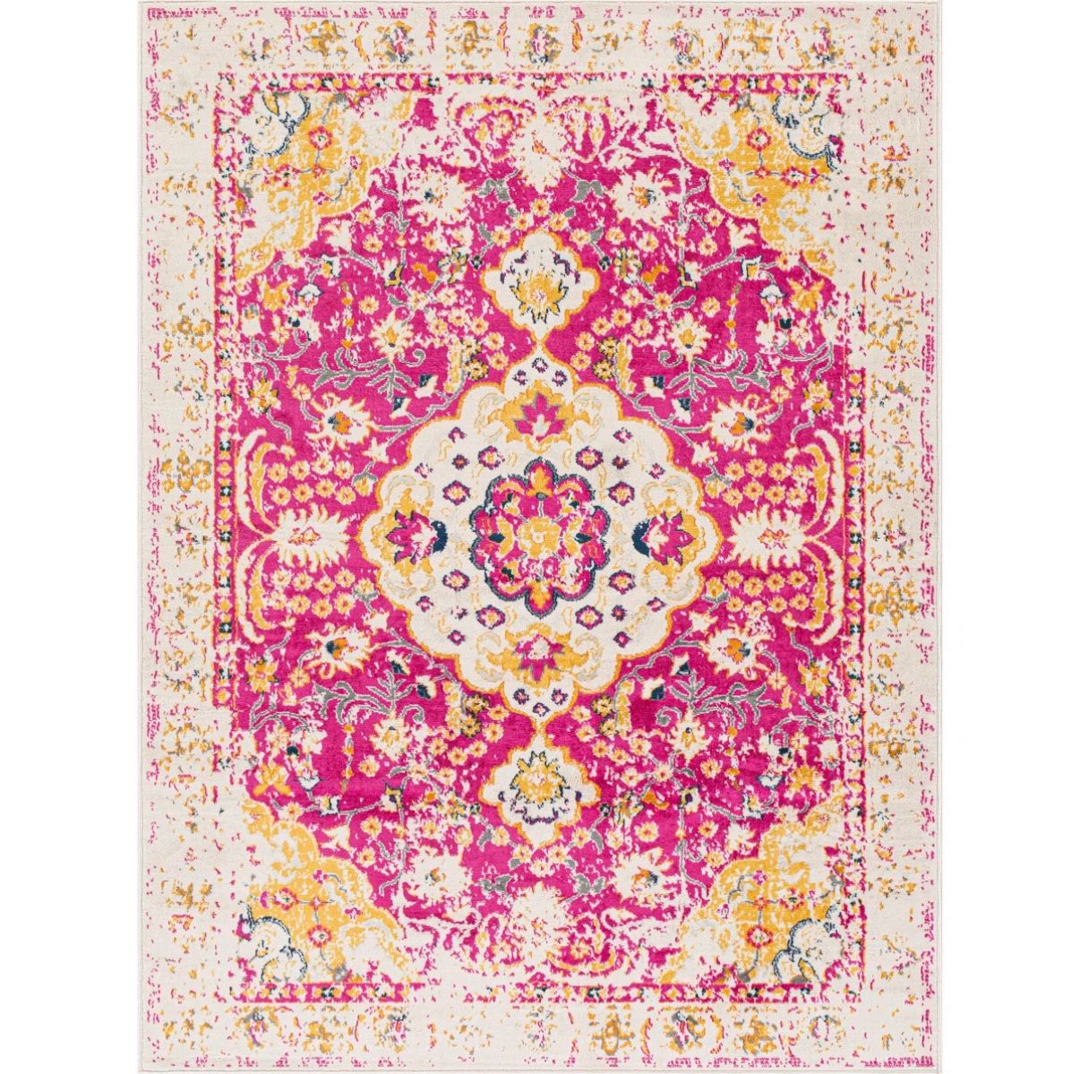 Floral Ivory Pink Girls Indoor Area Rug 7’10”x10’