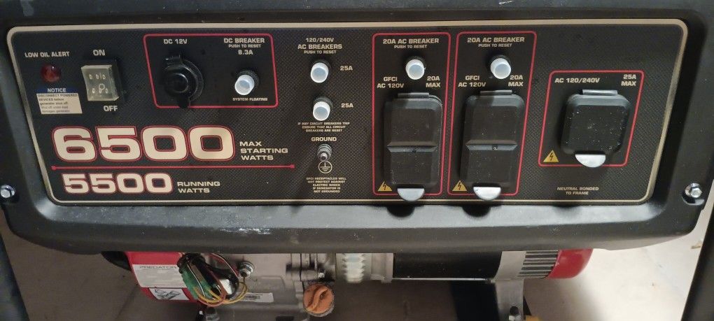 Sixty five hundred watt predator generator