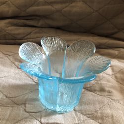 Lite Ice Blue Flower Candle holder. 