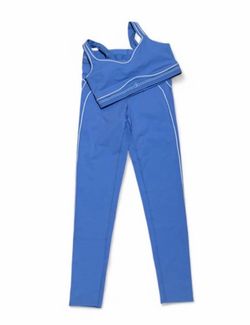 Blue Alo Yoga Sports Bra and Leggings Set