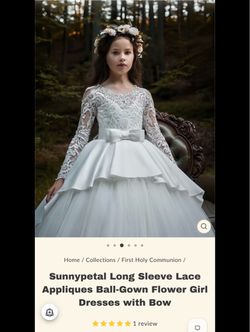 Sunnypetal Lace Ball-Gown Flower Girl Dress