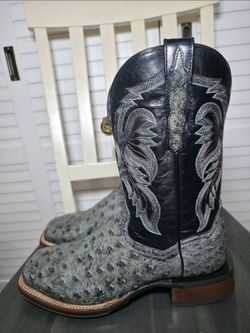 Dan Post Grey Alamosa Full Quill Ostrich Western Boots DP5013 Men's Size 10 D