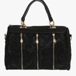 #purse # PU Leather # Ladies #Lace Tote #Shoulder #bag #black