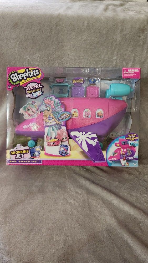 Shopkins World Vacation Jet With 3 Exclusive Figures In Box