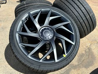 21" OEM 2026 Tesla Model S Plaid VELARIUM wheels Goodyear - WITH MODEL Y CAPS