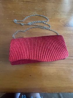 Red Glitter Clutch Bag with Chain Strap
