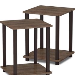 Brand New Set of 2 End Table, Walnut/Brown