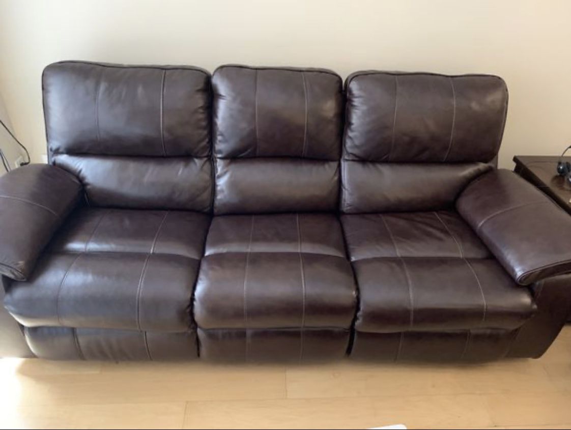 Power Recliner Leather Sofa and Loveseat