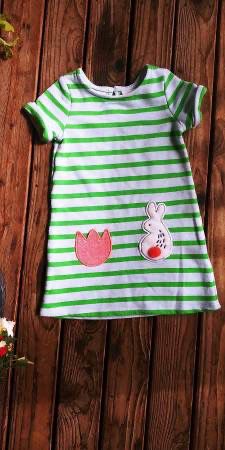 Cat & Jack girls 3T dress striped bunny flower sweatshirt material