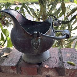 Antique Dutch copper coal scuttle