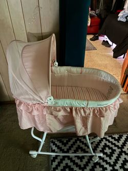 Pink Baby Bassinet with Canopy
