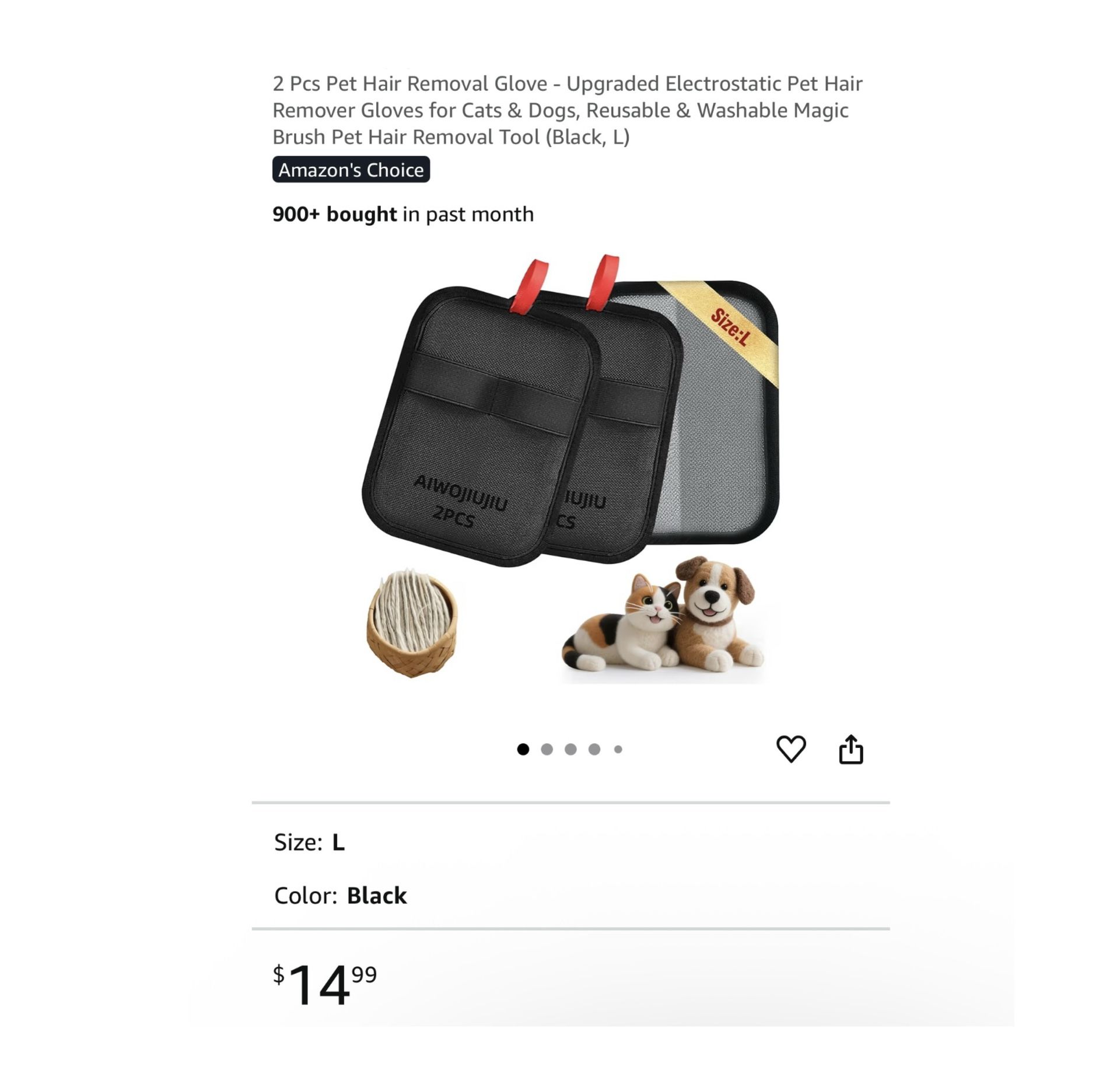 Brand new 2 Pcs Pet Hair Removal Glove - Upgraded Electrostatic Pet Hair Remover Gloves for Cats & Dogs, Reusable & Washable Magic Brush Pet Hair Remo